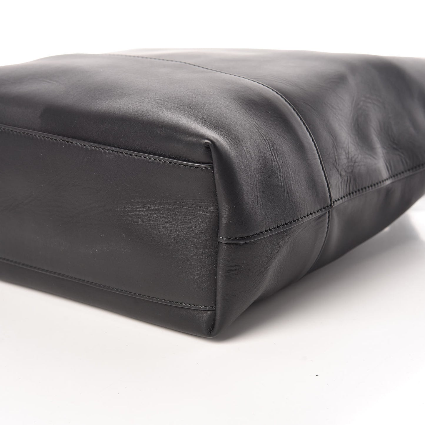 Smooth Matte Calfskin Bucket Bag Black