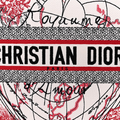 Christian Dior Canvas Embroidered Large Dioramour D-Royaume Book Tote Red Multicolor 8 of 10