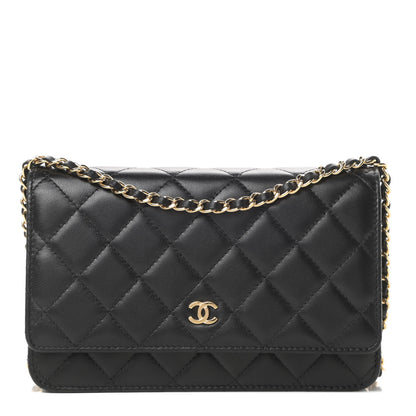 Chanel Lambskin Quilted Wallet On Chain WOC Black 1 of 14