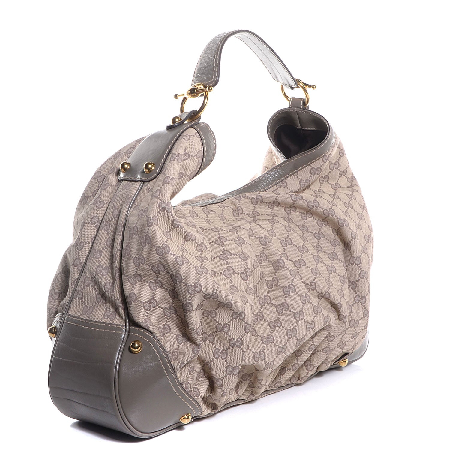 Gucci Monogram Large Jockey Hobo Grey 3 of 7