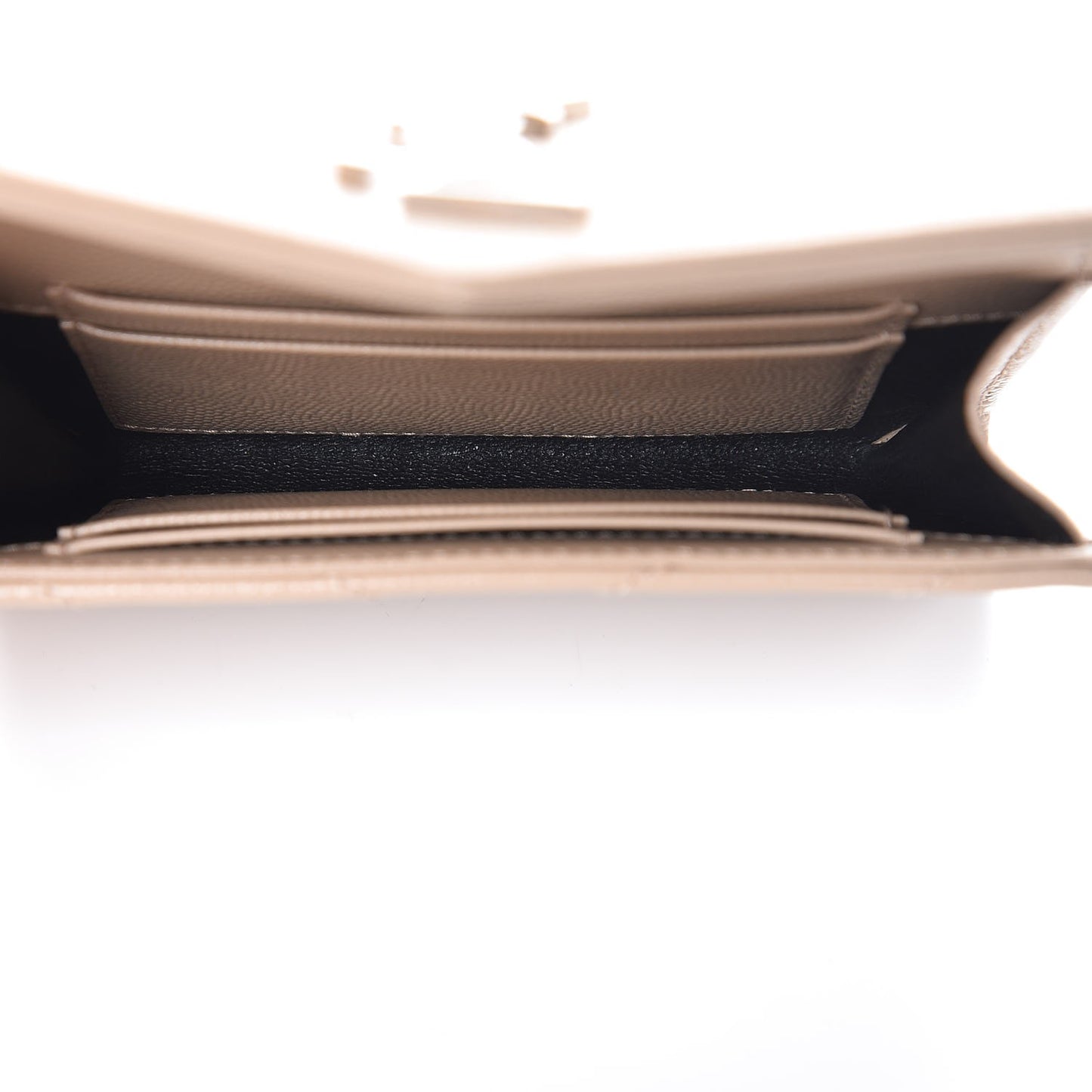 Grain De Poudre Matelasse Chevron Small Monogram Envelope Wallet Dark Beige