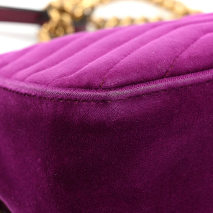Gucci Velvet Matelasse Small GG Marmont Shoulder Bag Fuchsia Violet Cyclamen 16 of 18