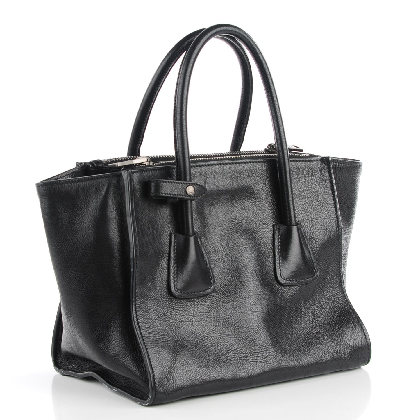Glace Calf Twin Pocket Tote Nero Black