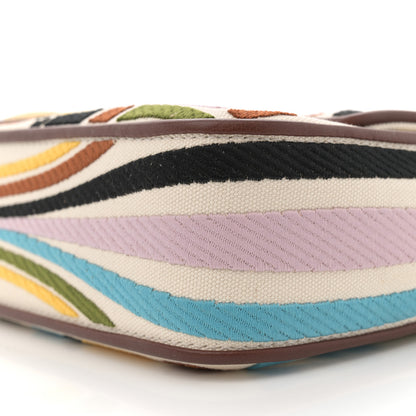 Fendi X SARA COLEMAN Canvas Vitello King Seta FF Fish Eye Embroidered Baguette Grezzo Multicolor Ghianda 10 of 11