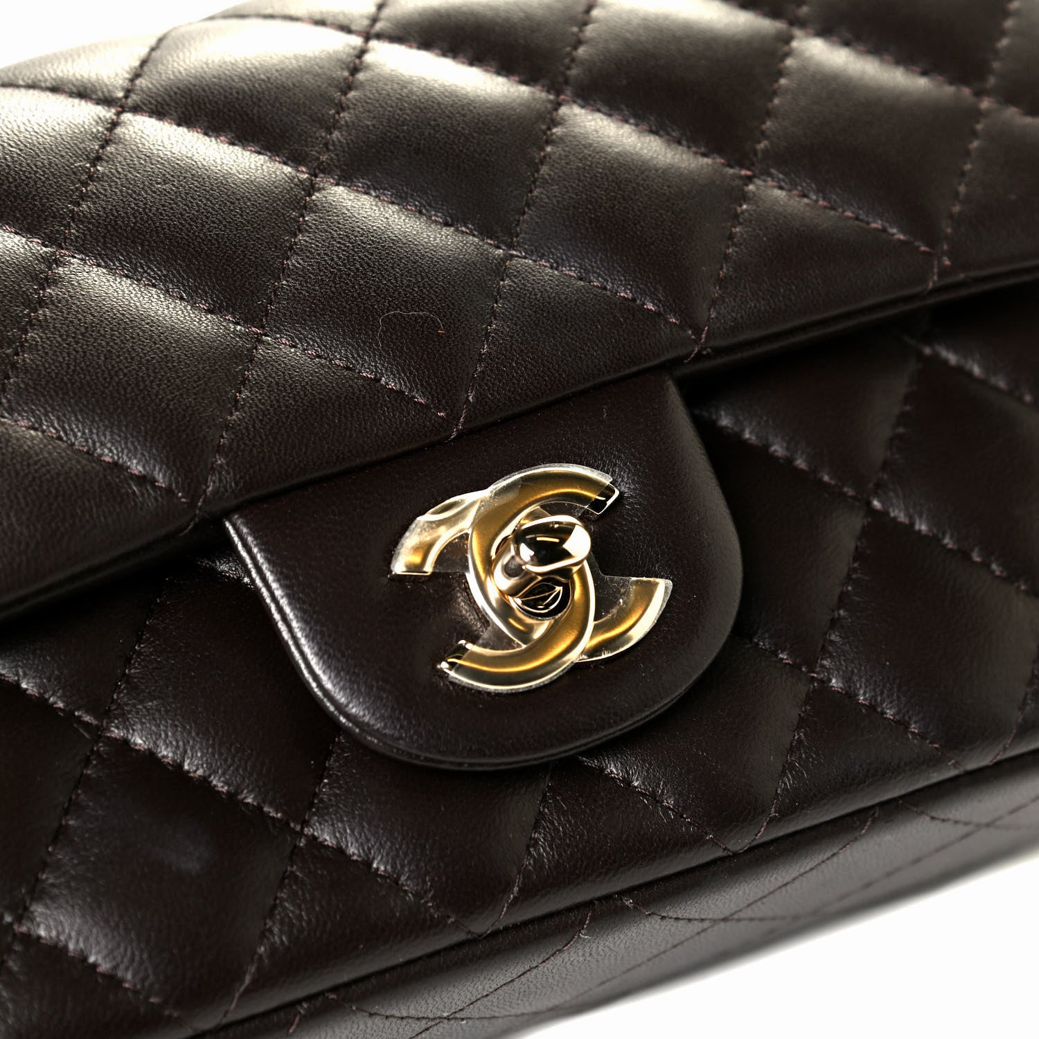 Chanel Lambskin Quilted Mini Rectangular Flap Dark Brown 6 of 6
