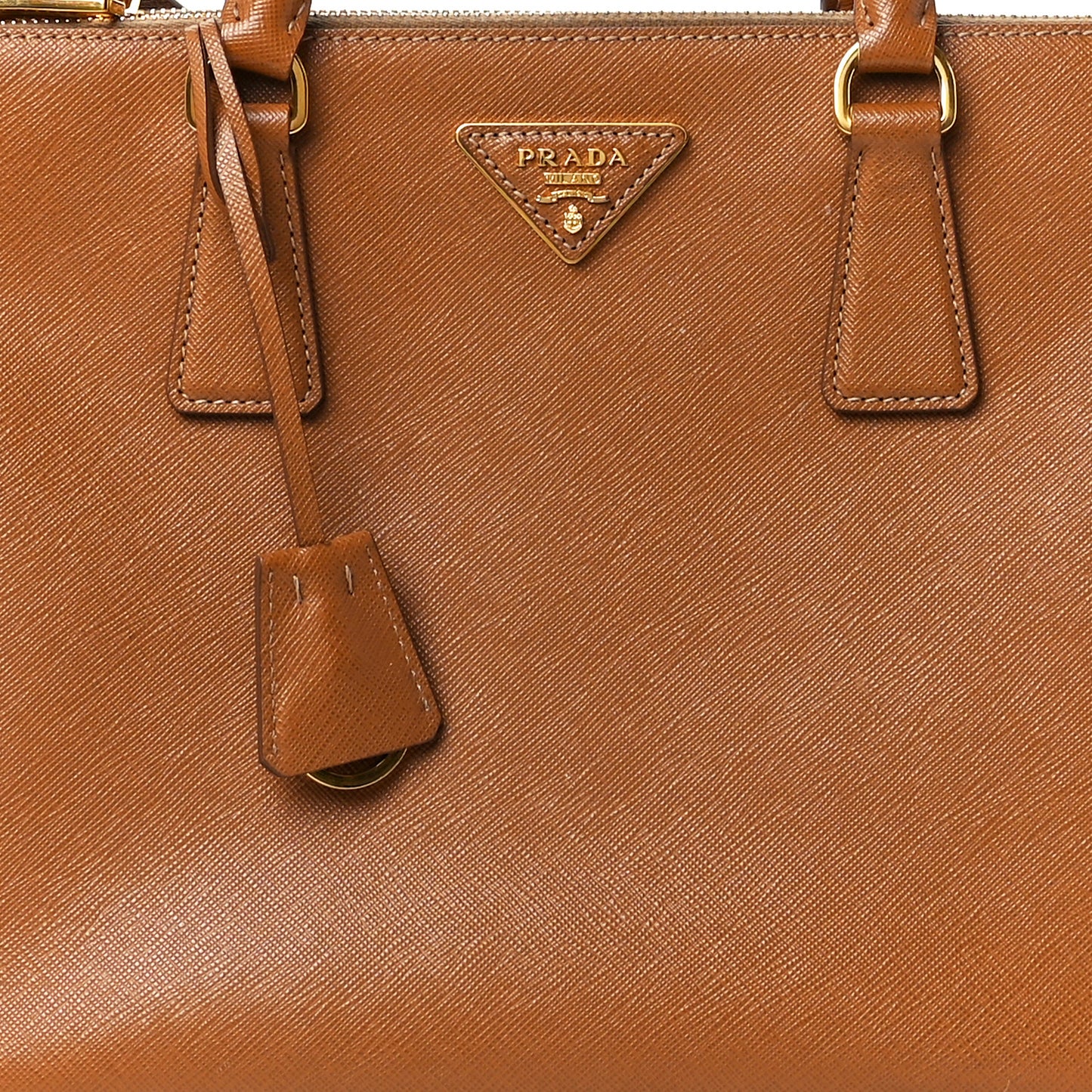 Saffiano Lux Large Galleria Double Zip Tote Caramel