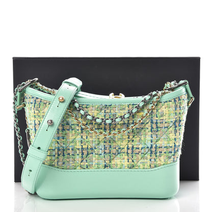 Chanel Tweed Calfskin Quilted Small Gabrielle Hobo Green 10 of 10