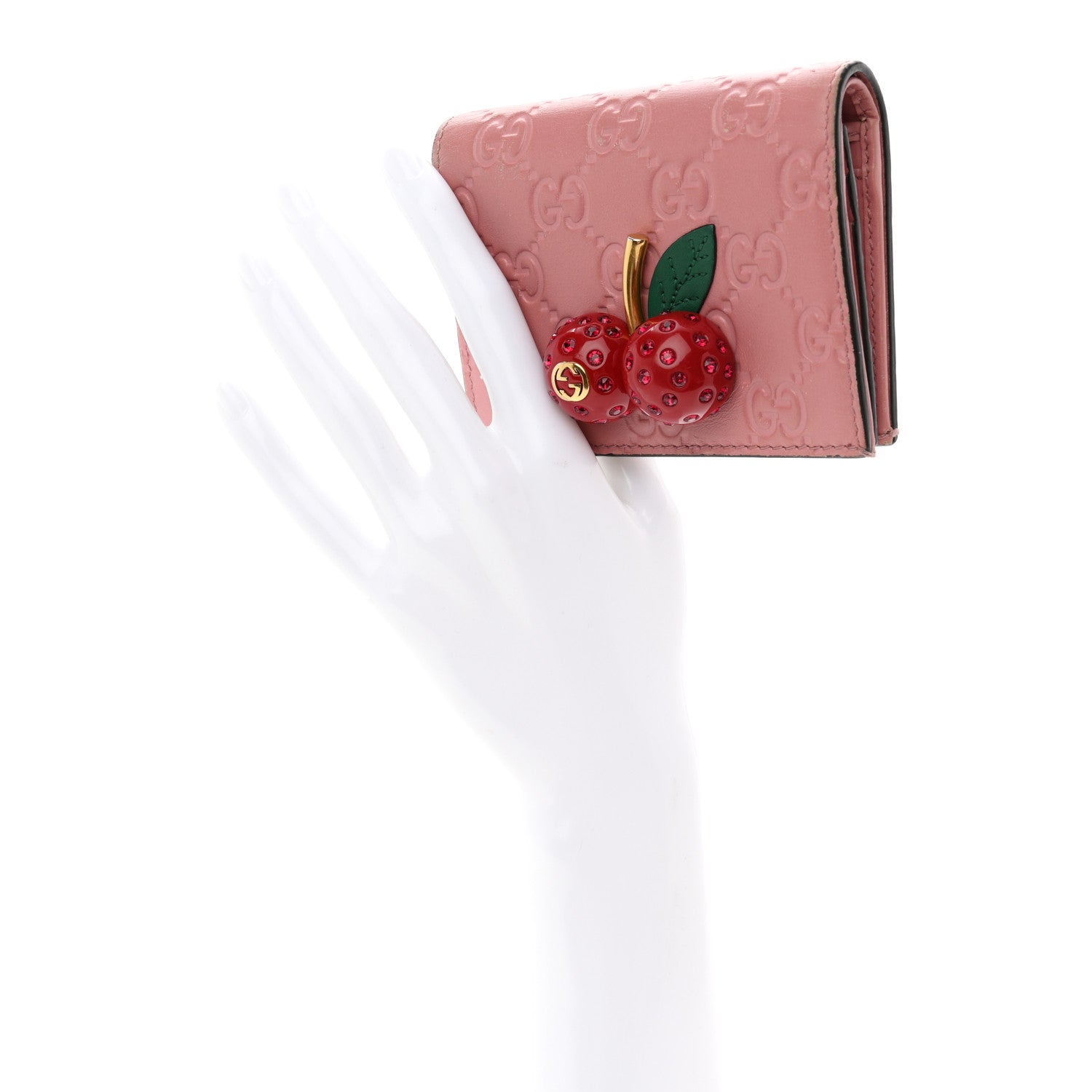 Gucci Guccissima Cherries Card Case Wallet Pink 2 of 7