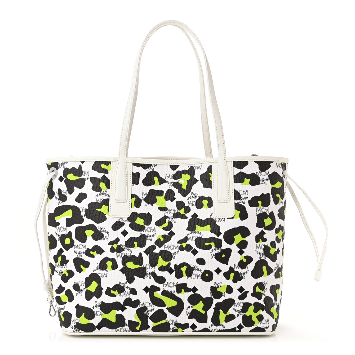 MCM Leopard Visetos Medium Aren Shopper Tote White 3 of 10
