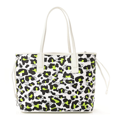 MCM Leopard Visetos Medium Aren Shopper Tote White 3 of 10