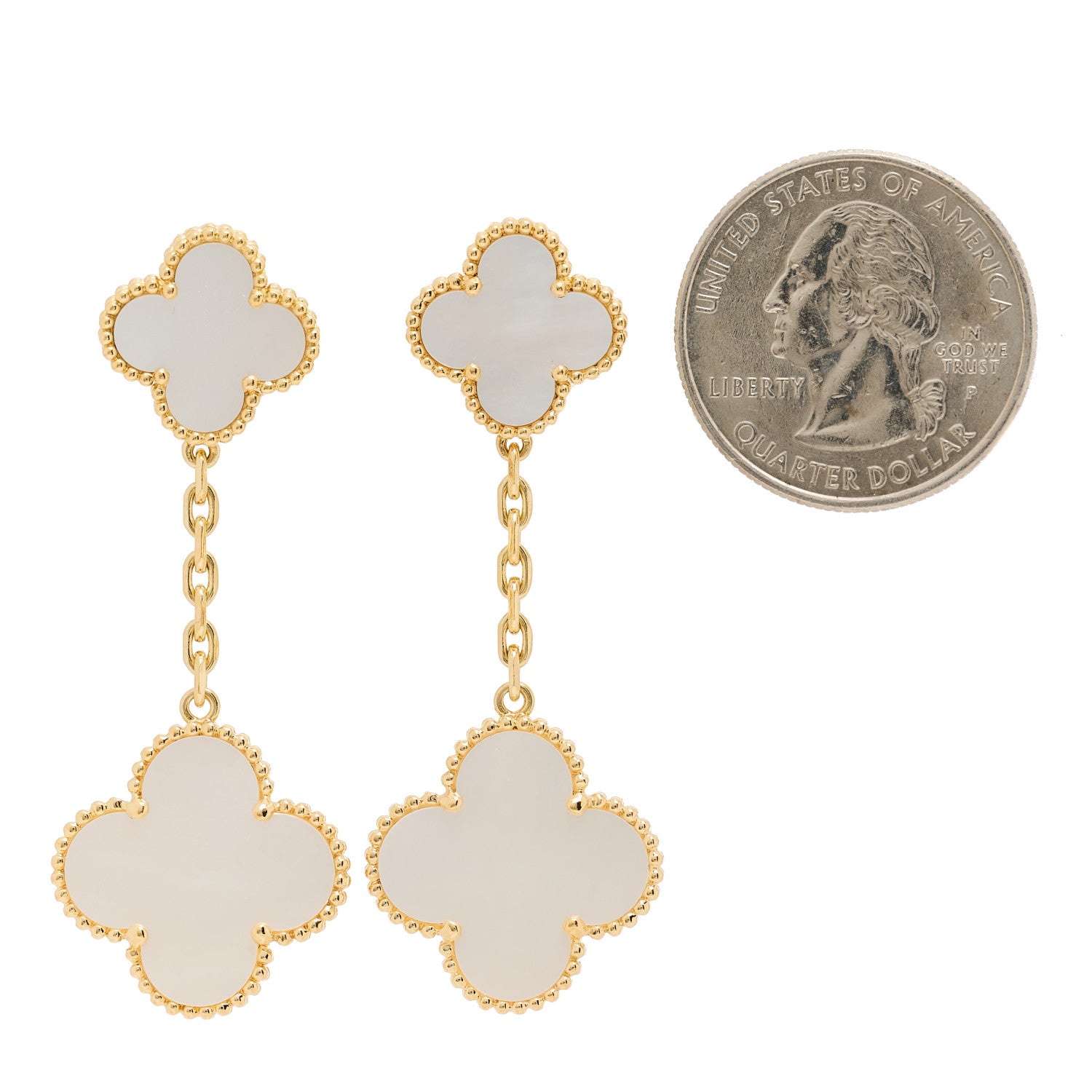 Van Cleef & Arpels 18K Yellow Gold Mother of Pearl 2 Motifs Magic Alhambra Earrings 2 of 4