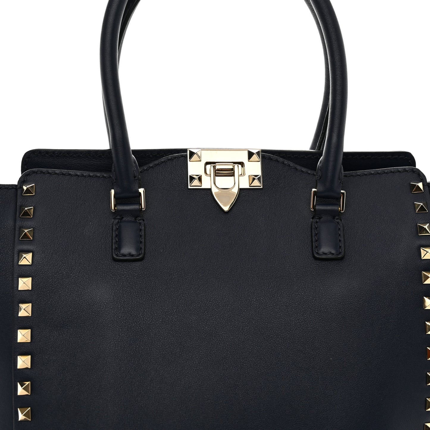 Vitello Rockstud Double Handle Tote Marine
