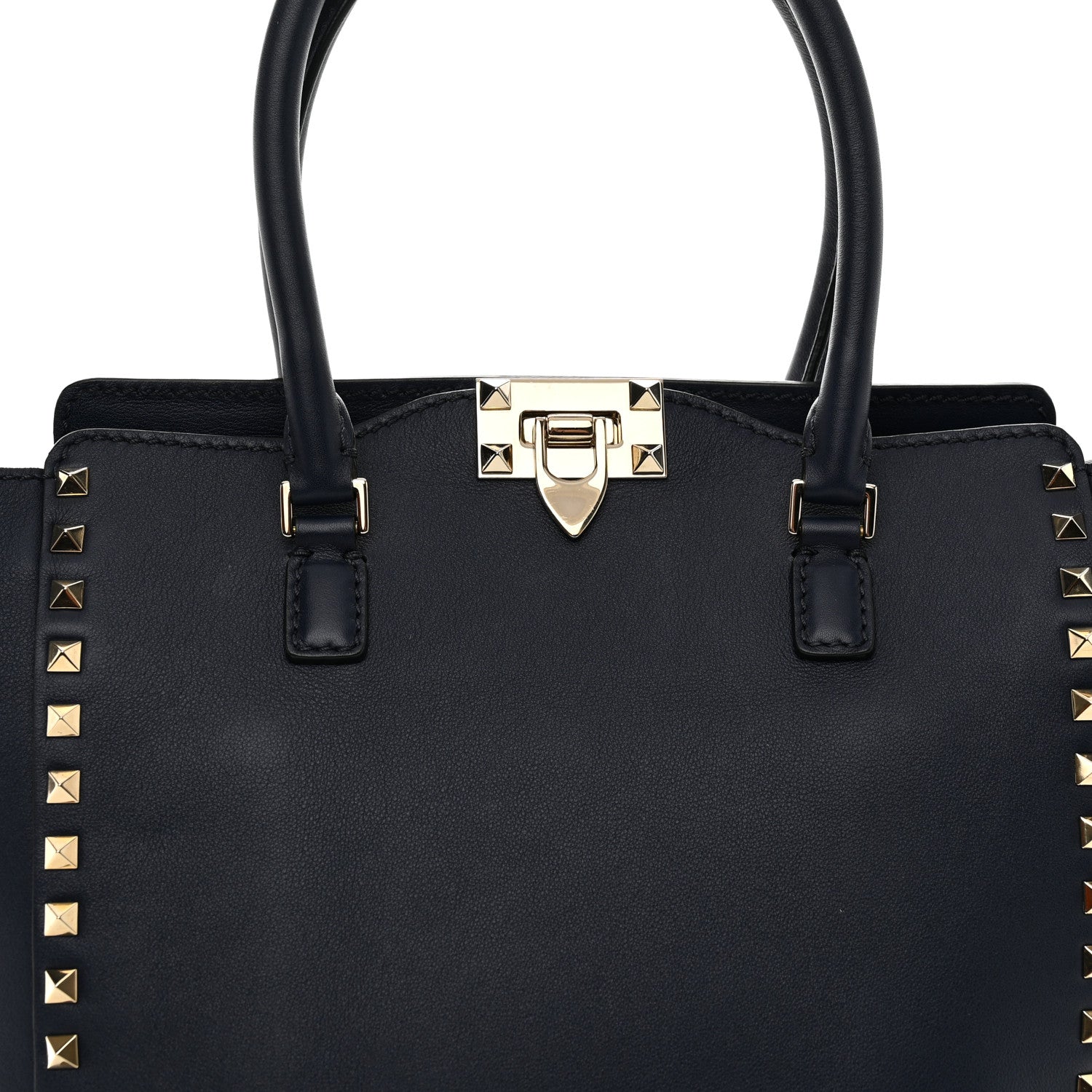 Valentino Garavani Vitello Rockstud Double Handle Tote Marine 8 of 14