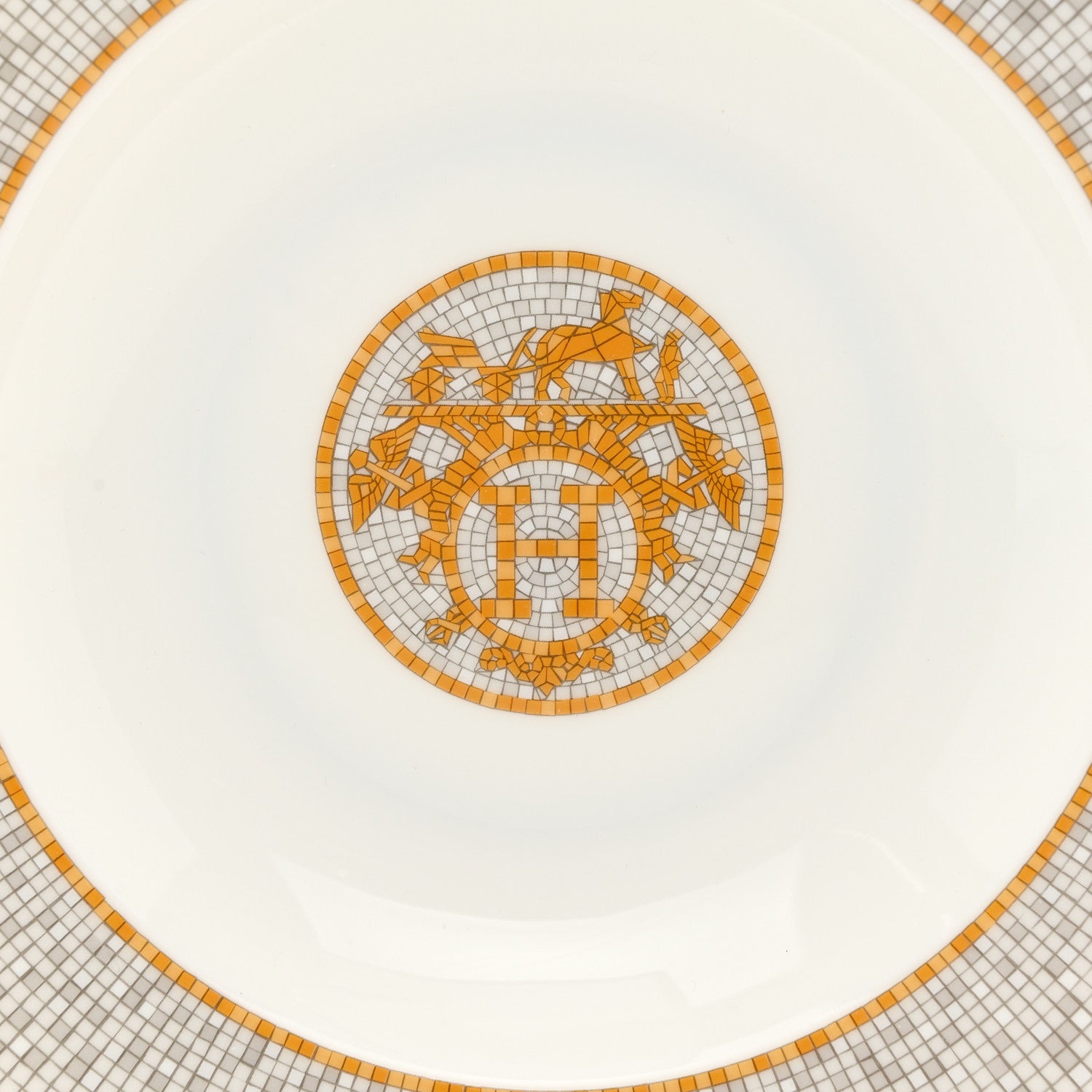 Hermes Porcelain Mosaique Au 24 Platine Soup Plate 6 of 9