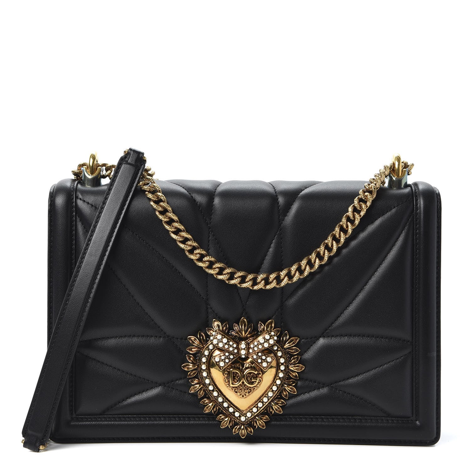 Dolce & Gabbana Calfskin Medium Devotion Crossbody Bag Black 1 of 10