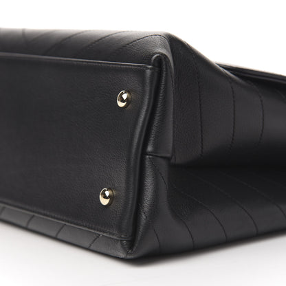 Chanel Grained Calfskin Chevron Stitched Medium Chic Top Handle Flap Black 9 of 11
