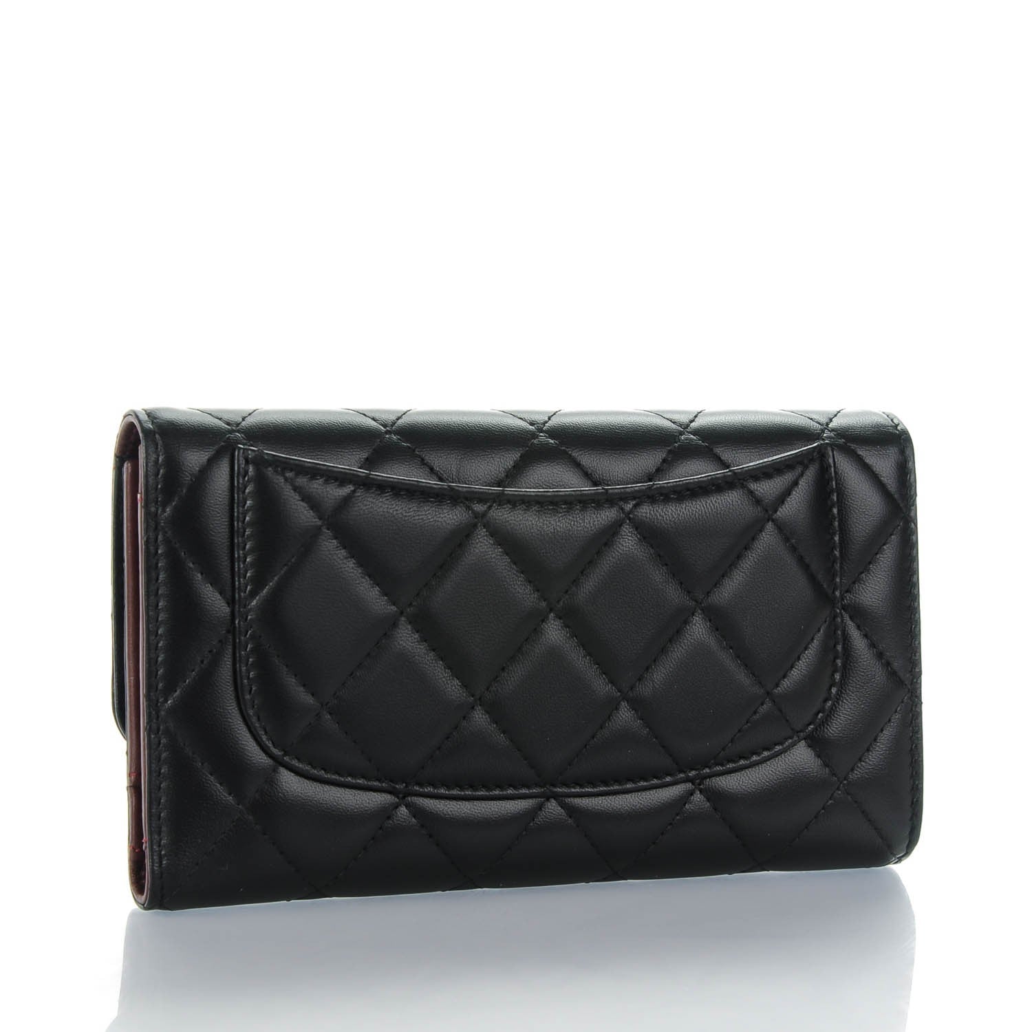 Chanel Lambskin Quilted Large Flap Wallet Black 3 of 8
