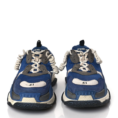 Balenciaga Mesh Nubuck Mens Triple S Sneakers 41 Navy Gris 2 of 7