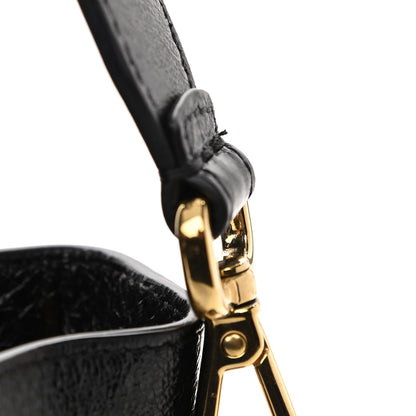 Fendi Vitello Liberty Glossy Lambskin F is Fendi Perforated Mini Mon Tresor Bucket Bag Sand Mimosa Black 12 of 13