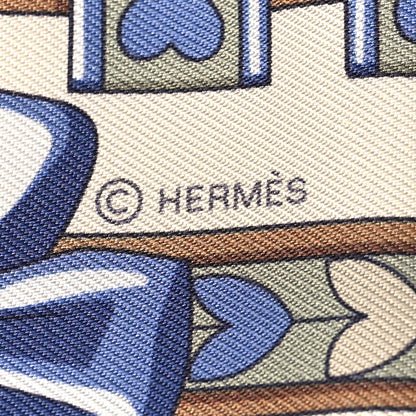 Hermes Silk Harnais De Coeur Twilly Creme Bleu Jean Vert Amande 4 of 4