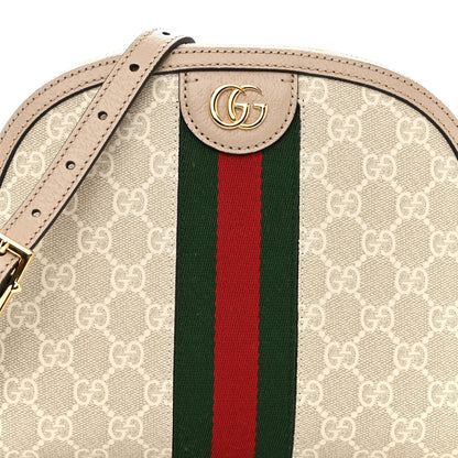 Gucci GG Supreme Monogram Textured Dollar Calfskin Web Small Ophidia Dome Shoulder Beige Mystic White Oatmeal 7 of 9