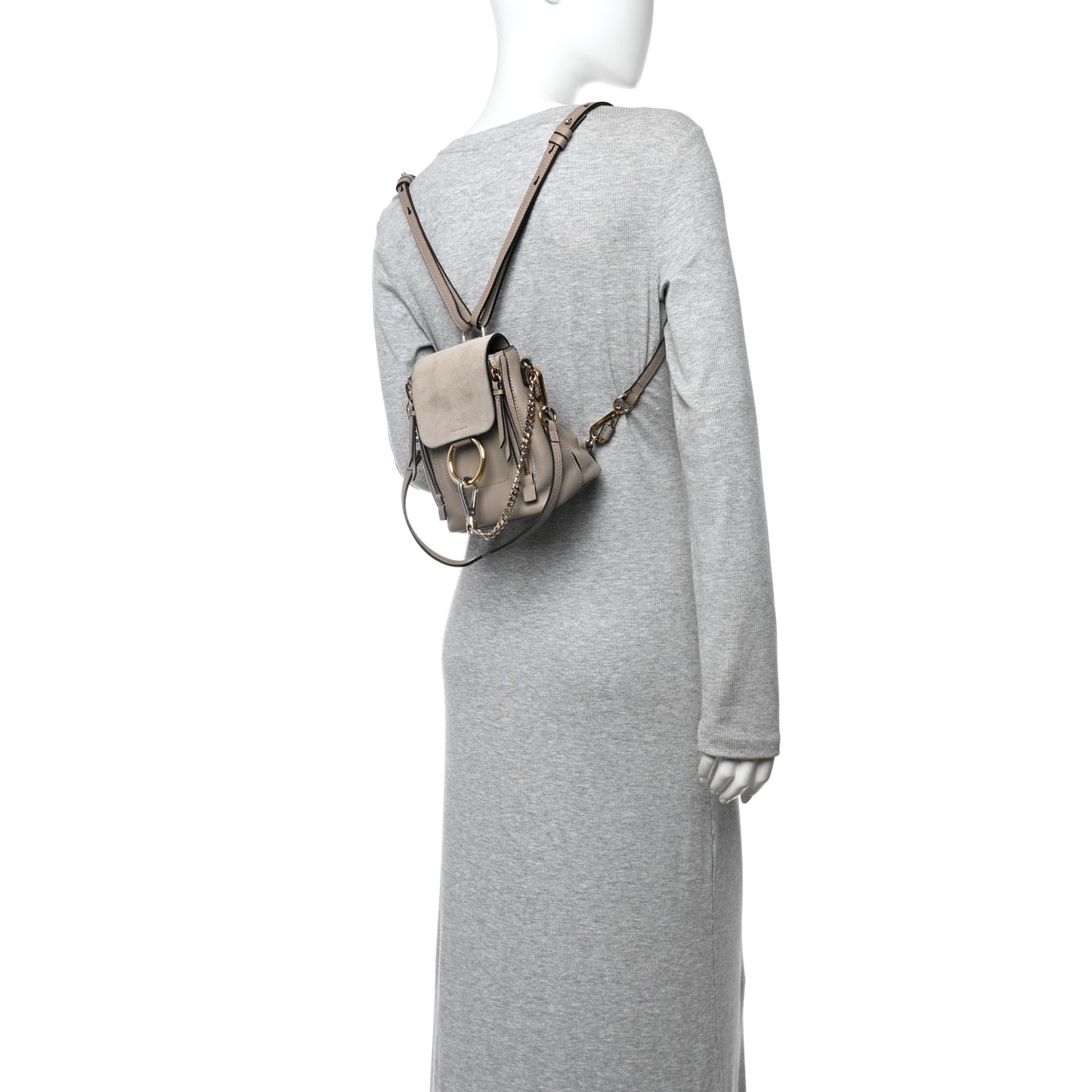 Suede Calfskin Mini Faye Backpack Motty Grey