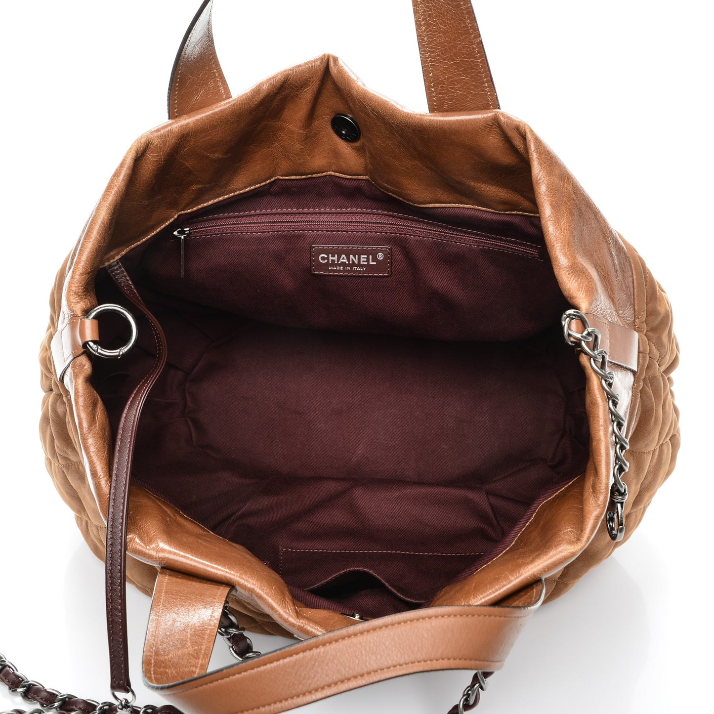 Iridescent Calfskin Large In The Mix Tote Light Brown