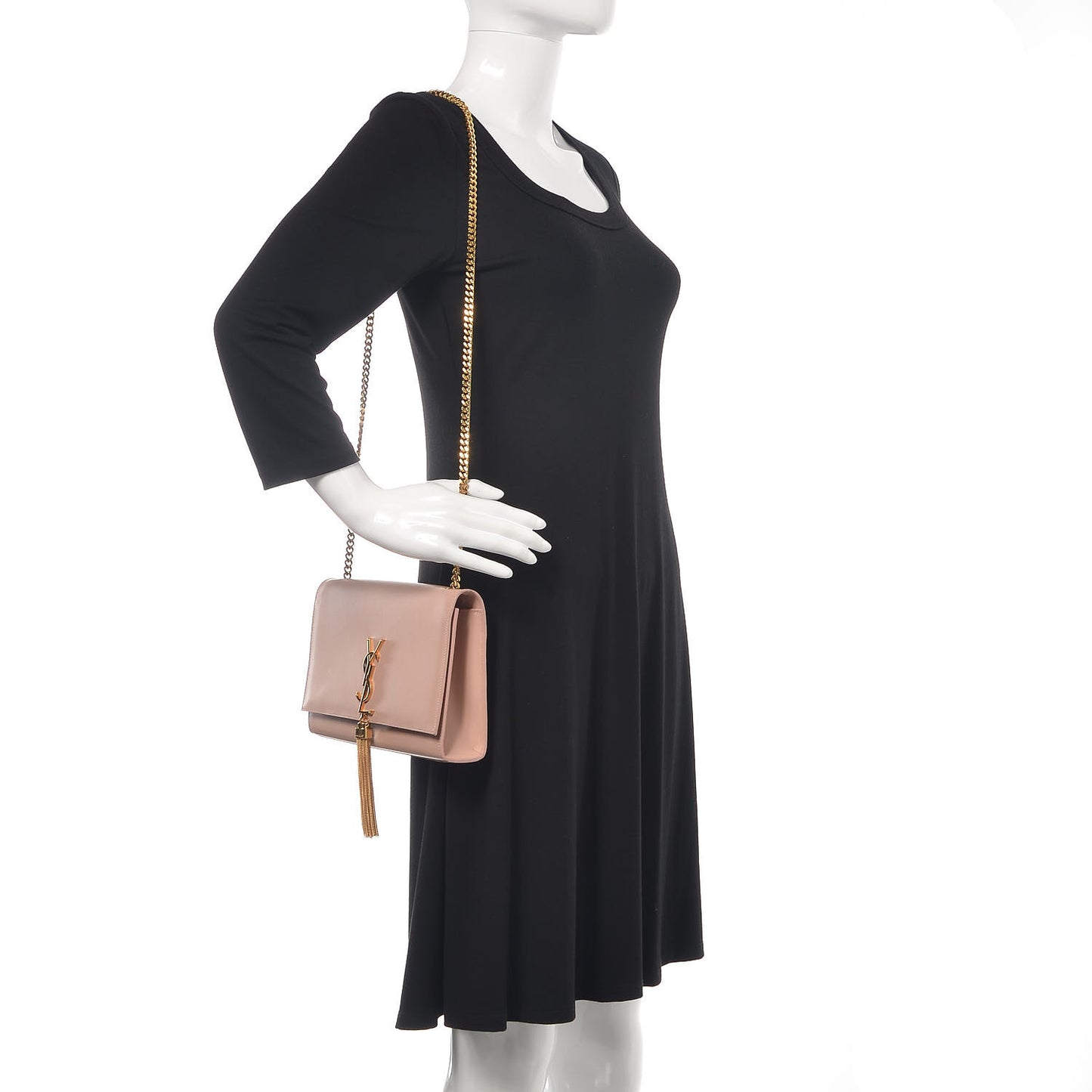 Smooth Calfskin Medium Classic Monogram Kate Tassel Satchel Pink
