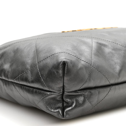 Chanel Metallic Calfskin Quilted Small Chanel 22 Ruthenium 10 of 11