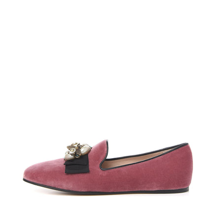 Gucci Velvet Etoile Pearl Embellished Loafers 38 Tibet Red 1 of 9