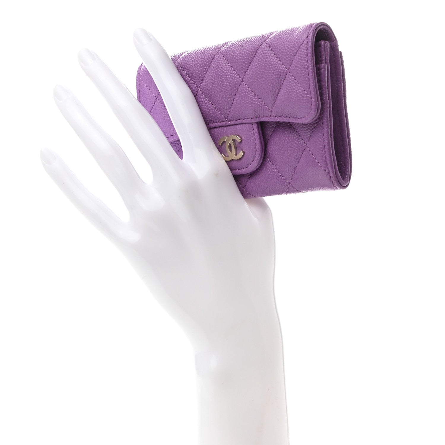 Chanel Caviar Quilted Flap Card Holder Wallet Purple 2 of 8