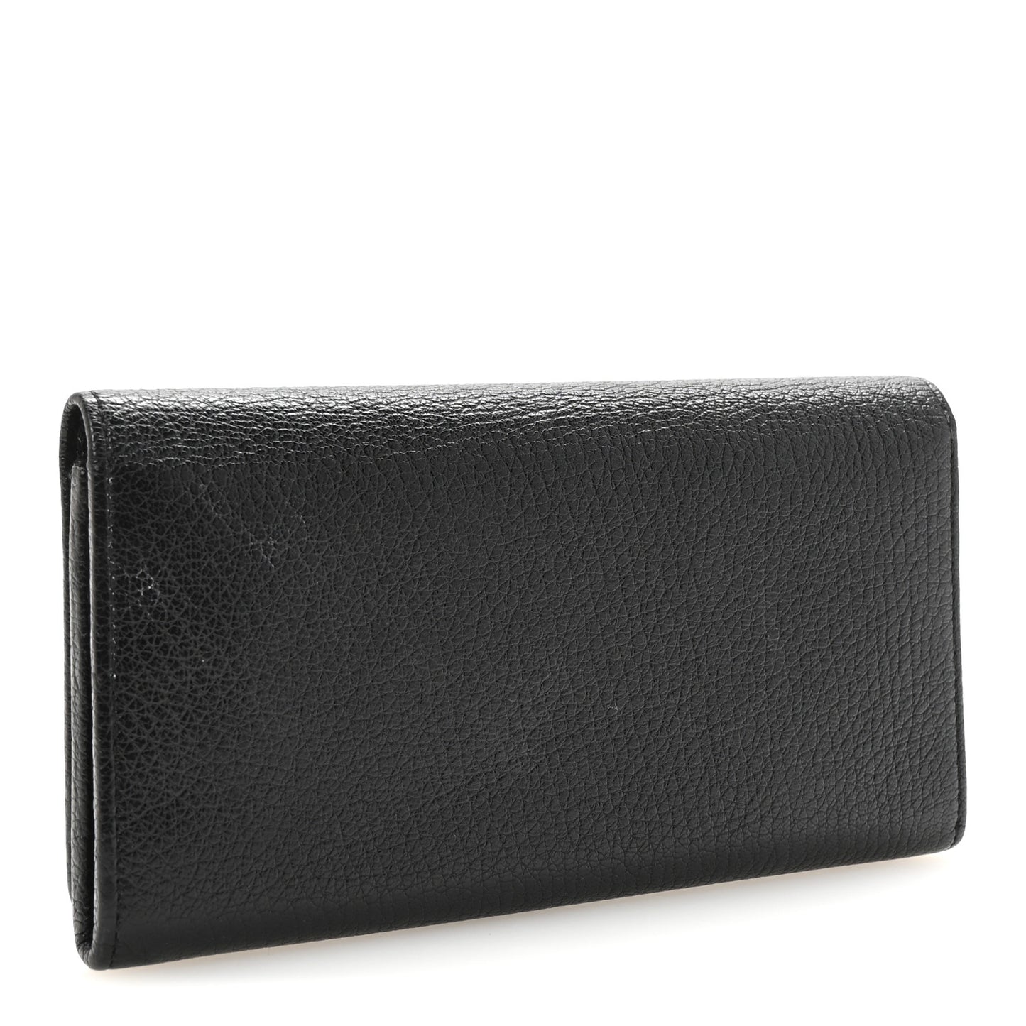 Chevre Gold Metallic Edge Hardware Money Wallet Black