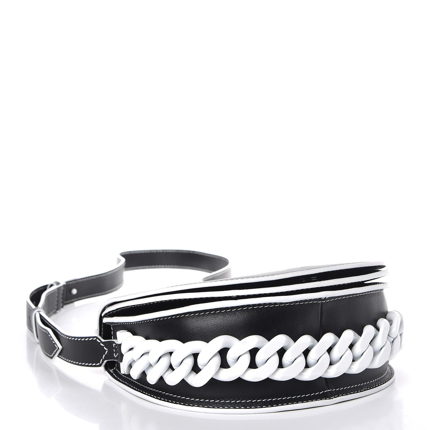 Calfskin Mini Infinity Saddle Bag Black White