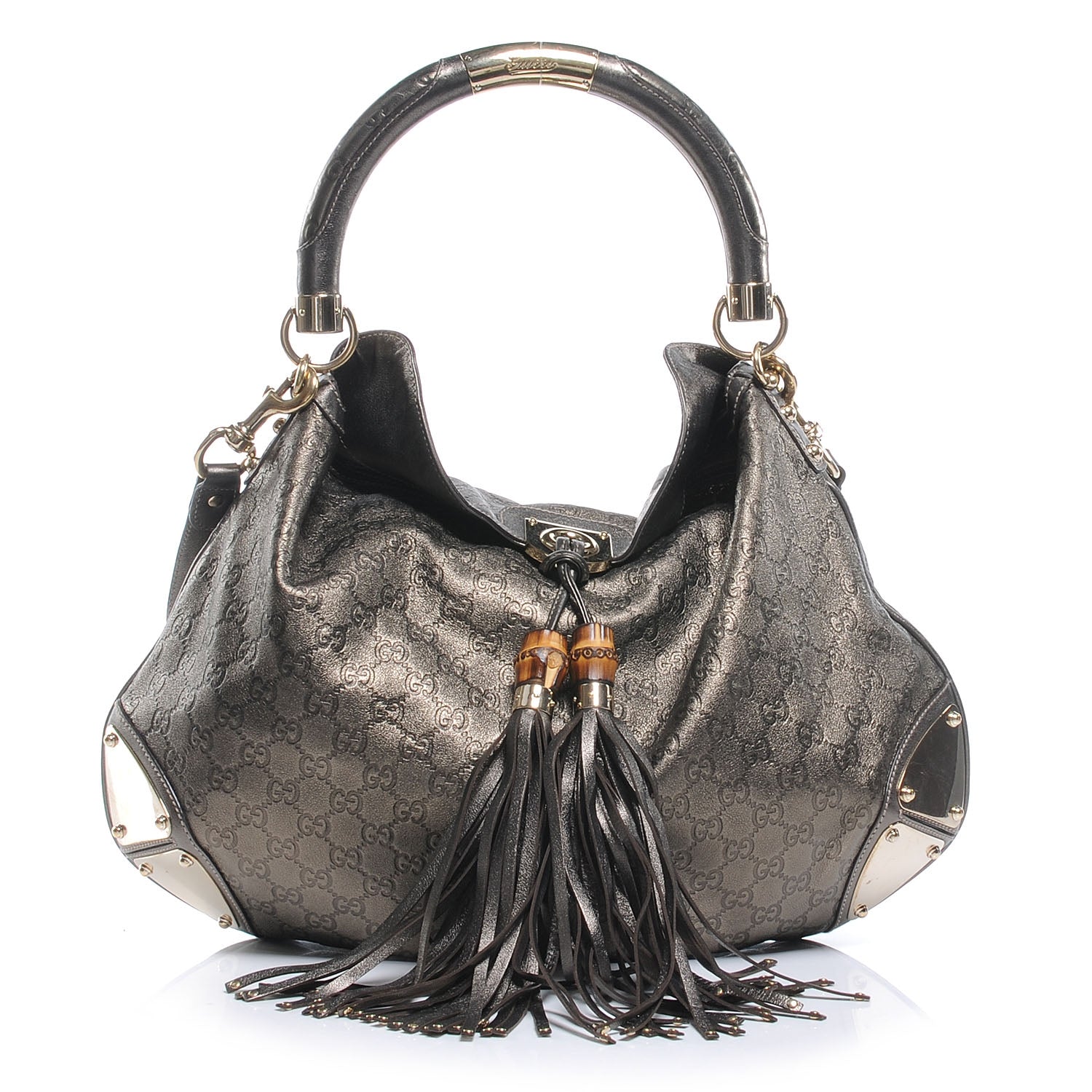 Gucci Guccissima GG Large Indy Hobo Tassel Bag Metallic 1 of 8