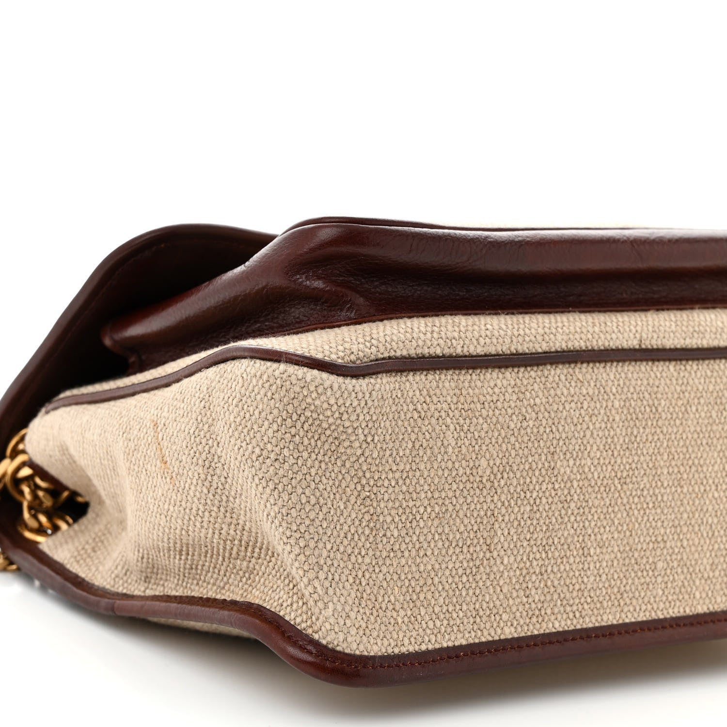 Saint Laurent Cotton Canvas Vintage Calfskin Monogram Medium Niki Chain Satchel Natural Chocolate 9 of 13