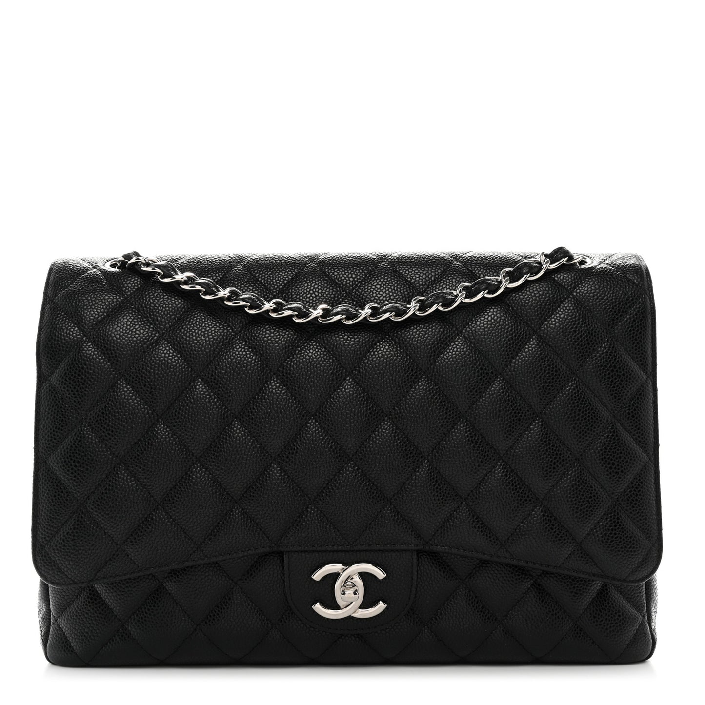 Caviar Quilted Maxi Double Flap Black