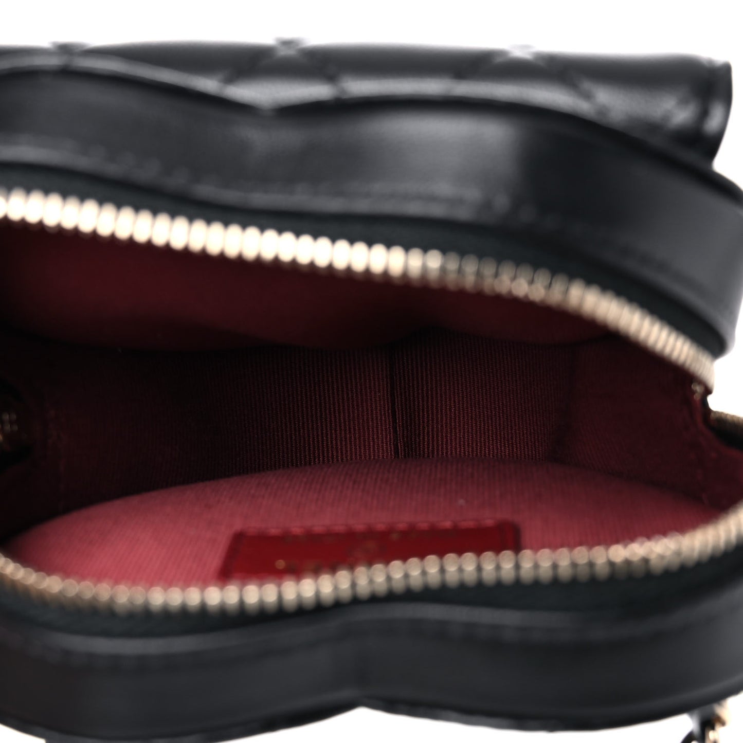 Lambskin Quilted CC In Love Heart Waist Belt Bag With Chain Black