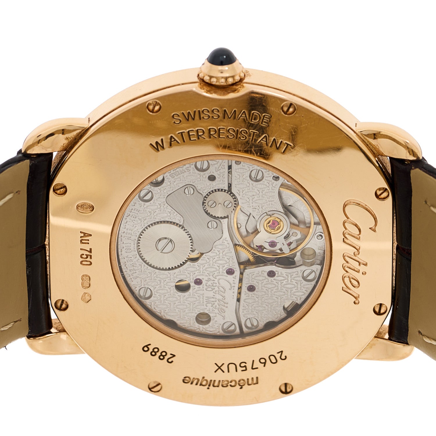Cartier 18K Pink Gold Alligator 36mm Ronde Louis Manual Winding Watch Brown 4 of 5