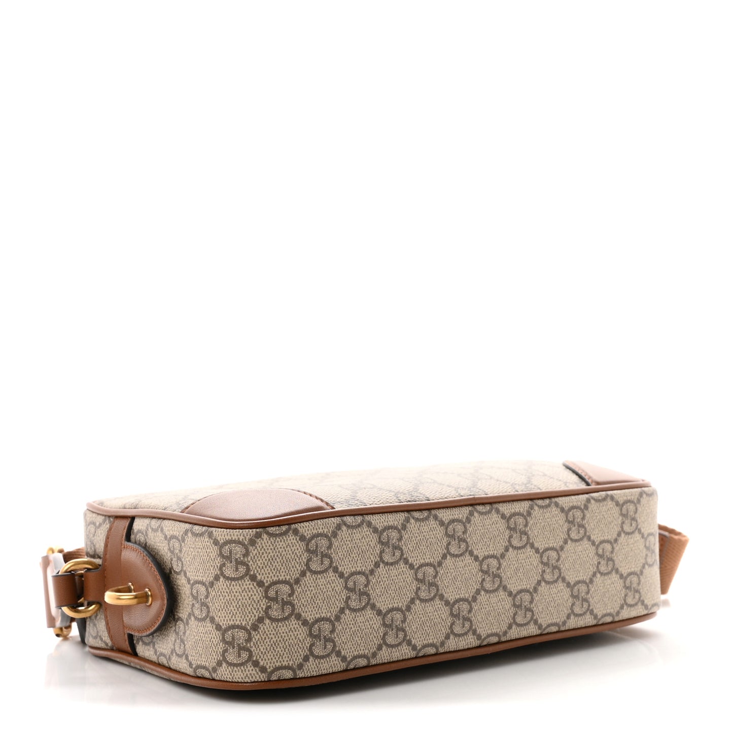 GG Supreme Monogram Textured Calfskin Emblem Mini Crossbody Beige Dark Brown