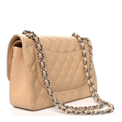 Chanel Caviar Quilted Jumbo Double Flap Beige 2 of 10