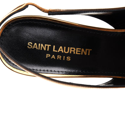 Saint Laurent Laminated Calfskin Kiki 85 Slingback Pumps 37.5 Egypt Gold 7 of 12