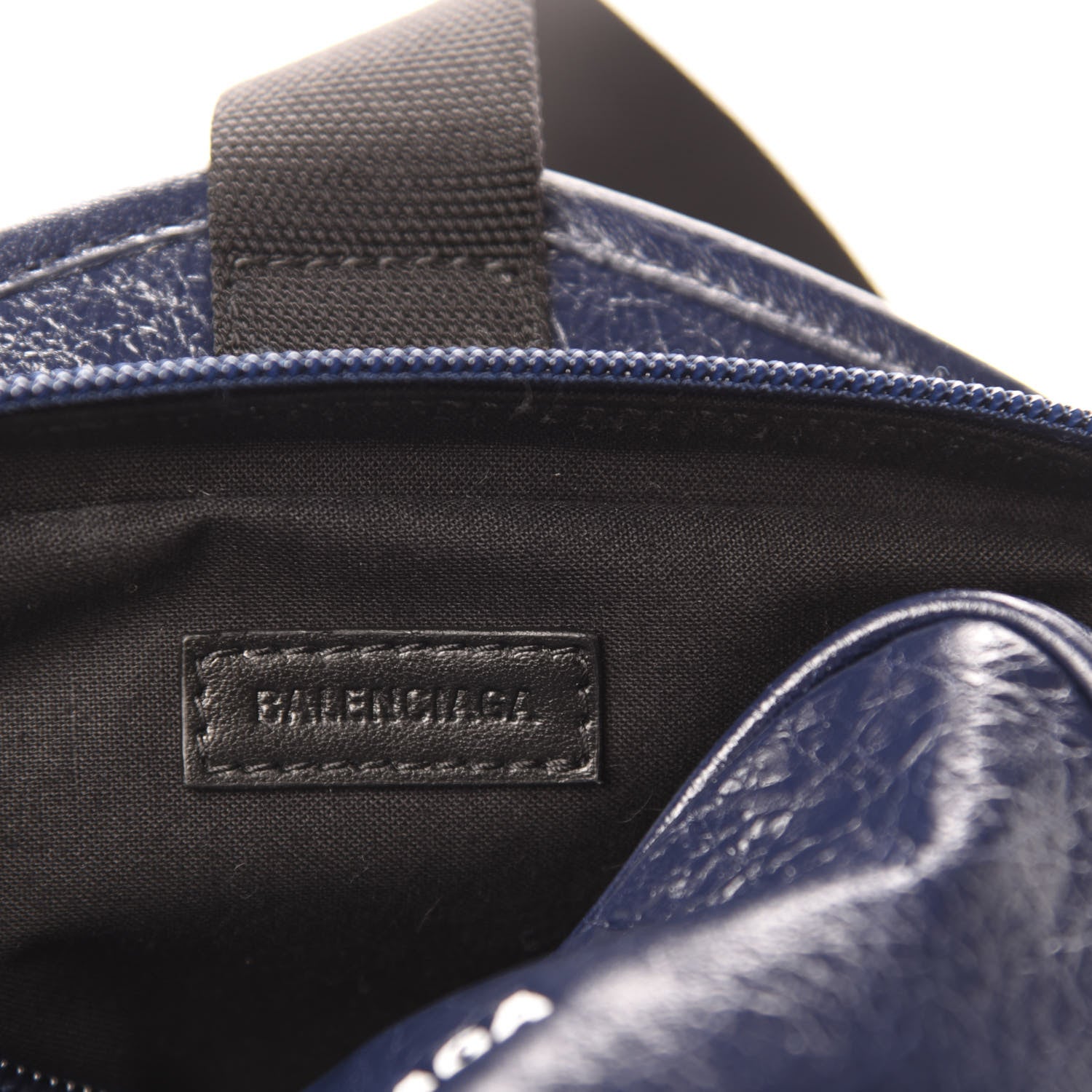 Balenciaga Agneau Logo Explorer Crossbody Messenger Bag Bleu 7 of 9