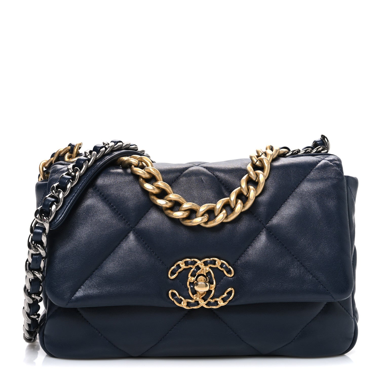 Chanel Lambskin Quilted Medium Chanel 19 Flap Navy Blue 1 of 10