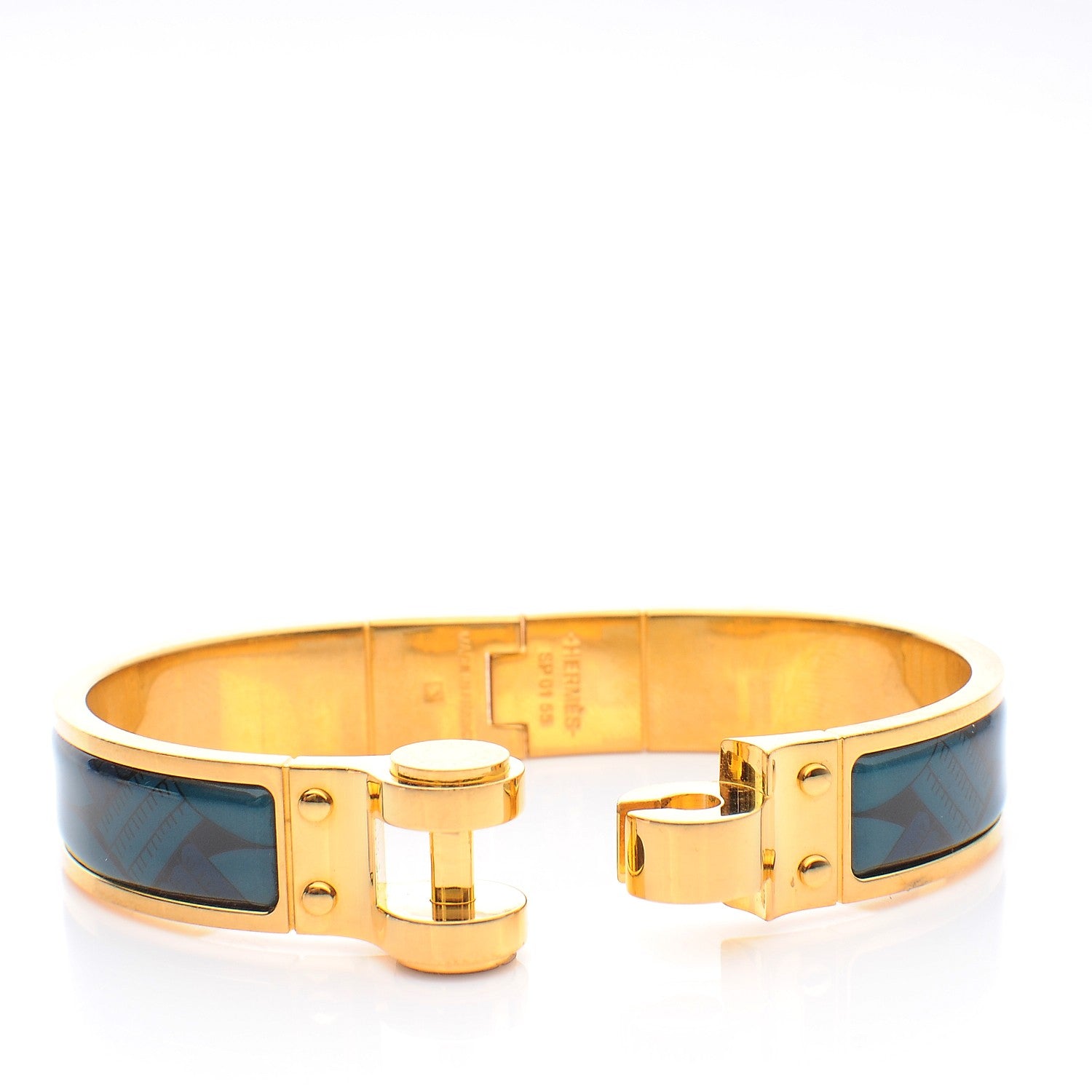 Hermes Enamel Printed Narrow Hinged Bracelet S 5 of 8