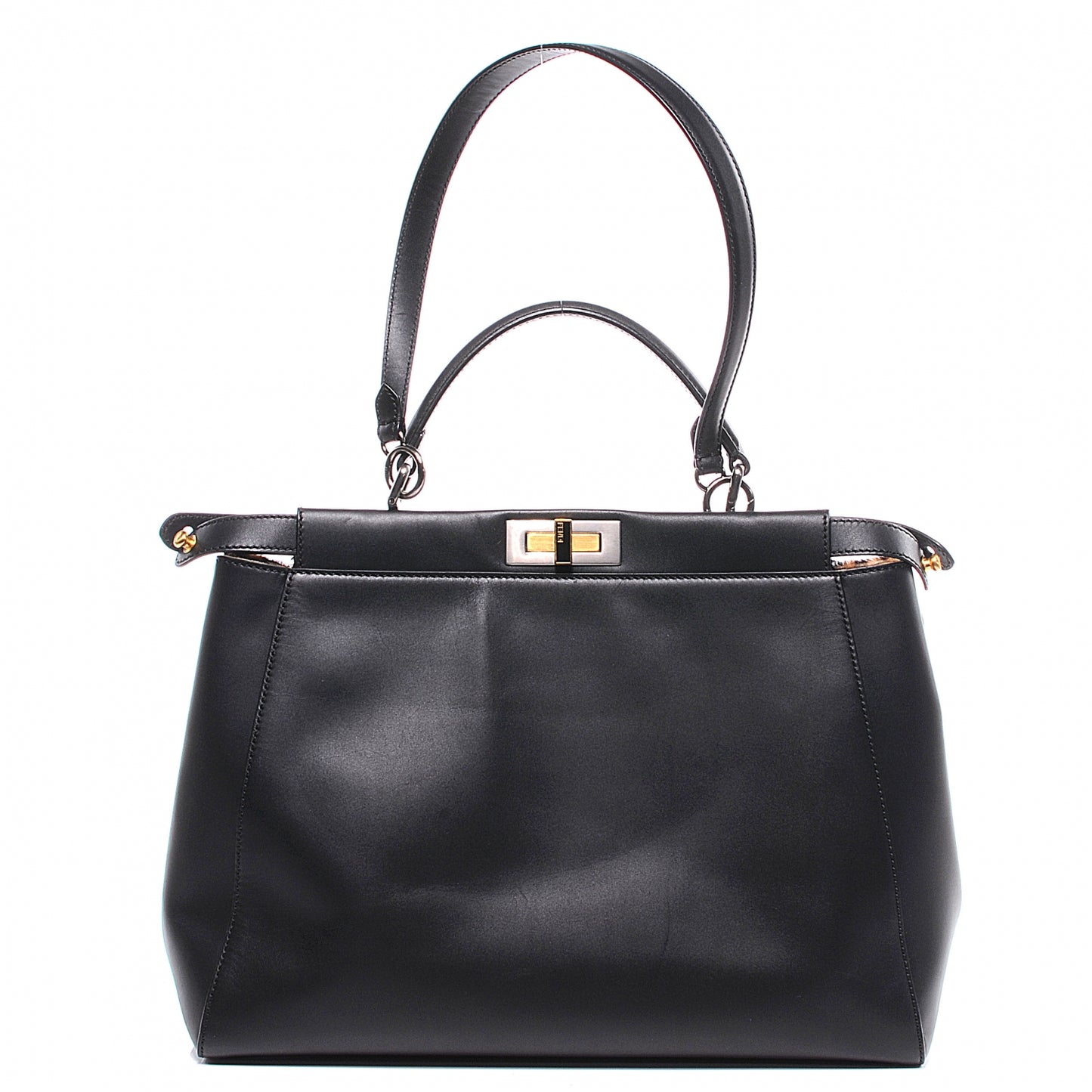Calfskin Calf Hair Leopard Print Large Peekaboo Iconic Satchel Black