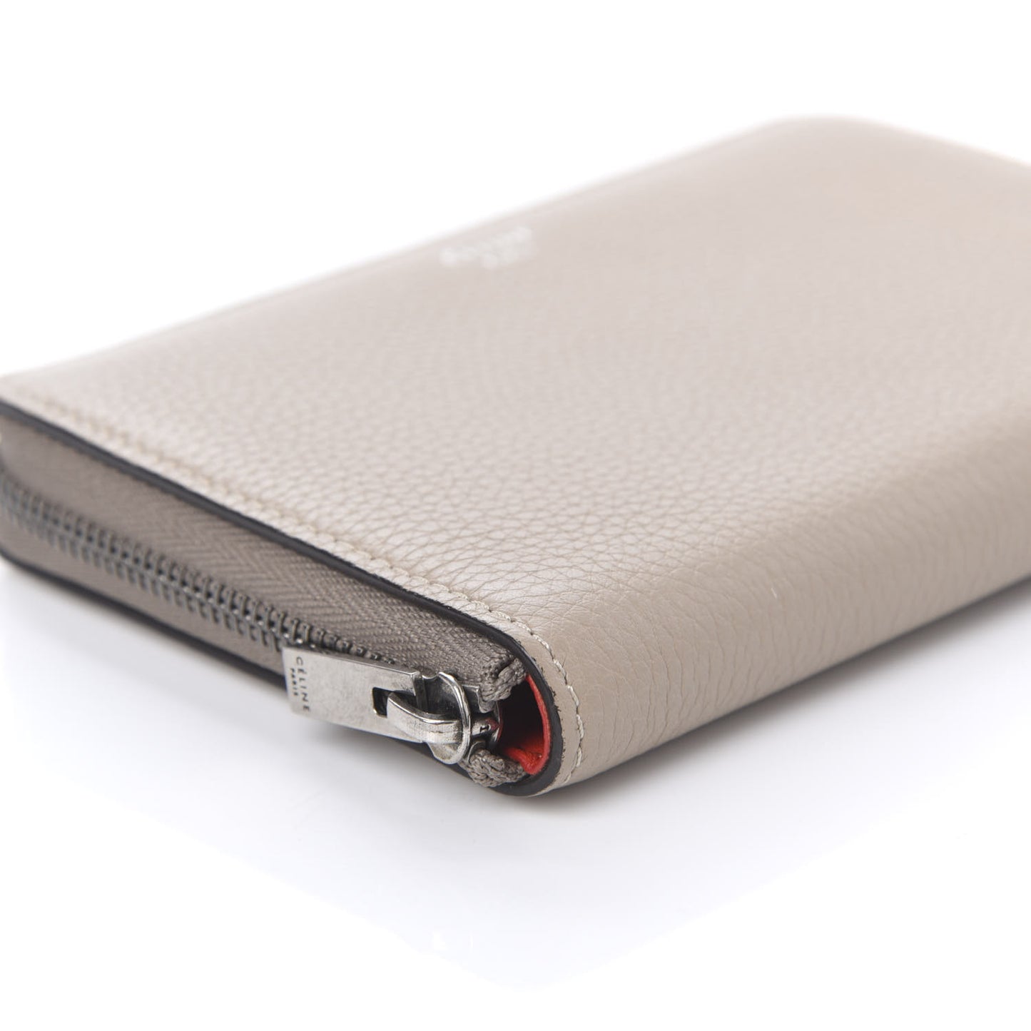 Drummed Calfskin Medium Zip Around Multifunction Wallet Dune