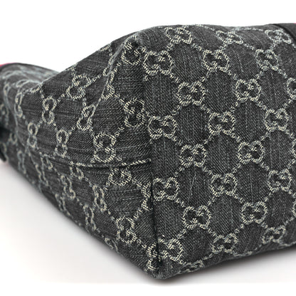 Gucci Denim GG Monogram Web Small Giglio Tote Blue White 9 of 11