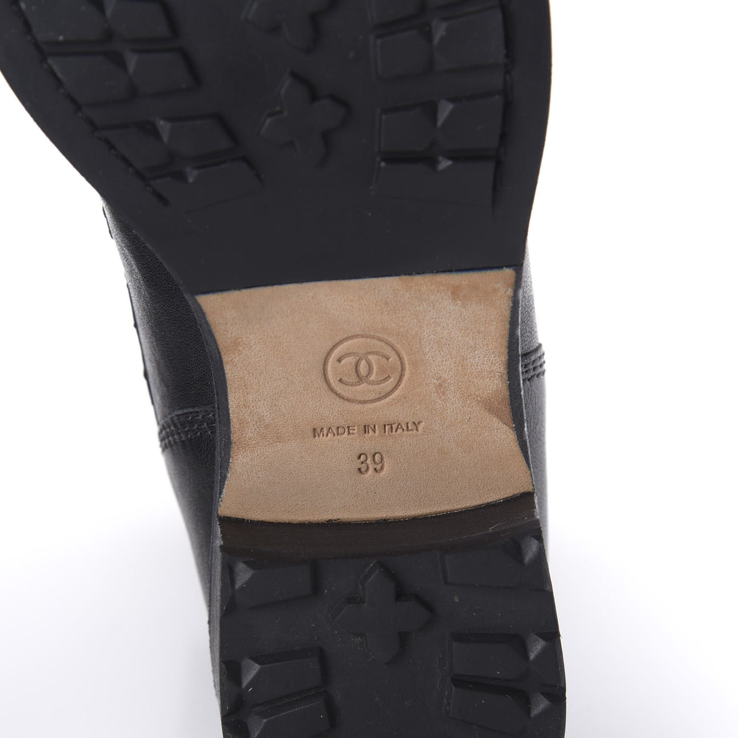 Calfskin Quilted Lace Up Combat Boots 39 Black