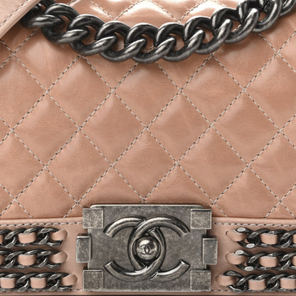 Chanel Glazed Calfskin Small Boy Chained Flap Pink 8 of 11