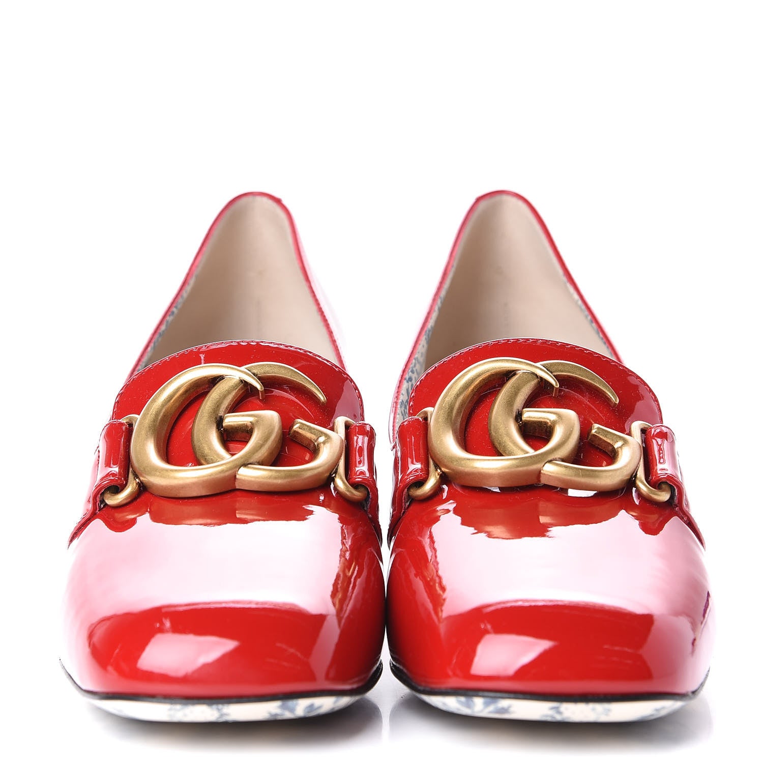 Gucci Vernice GG Victoire 55mm Loafer Pumps 38.5 Hibiscus Red 2 of 11